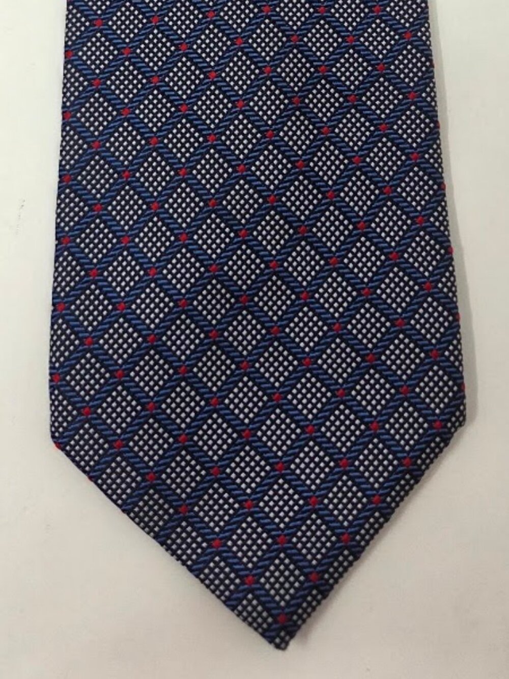 Robert Talbott Best of Class Silk Necktie Blue Geometric Diamond Pattern 58